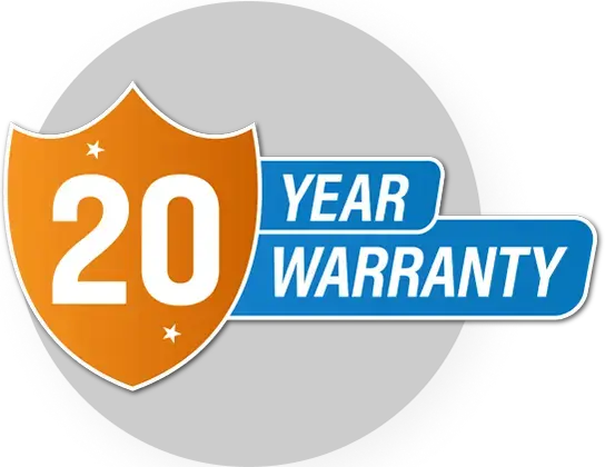 Badge representing the 20 Year Frame Warranty offered by VersaTube.